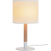 TABLE LAMP E14 1X40W METAL WOOD + FABRIC WHITE, IRVINE